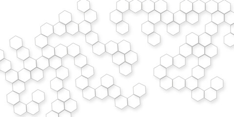 the geometric repetition and depth of the hexagonal grid, A pattern of white hexagon shapes arranged subtle shadows that create a three-dimensional, layered effect.