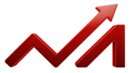 red arrow graph isolated on white background, png, ai generated.