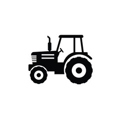 Silhouette of a farming tractor with large wheels on a white background. EPS 10.