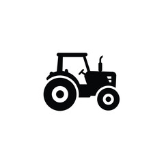 Silhouette of a farming tractor with large wheels on a white background. EPS 10.