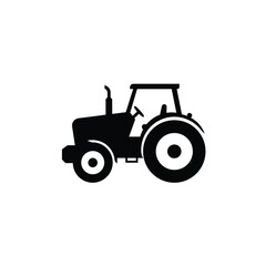 Silhouette of a farming tractor with large wheels on a white background. EPS 10.