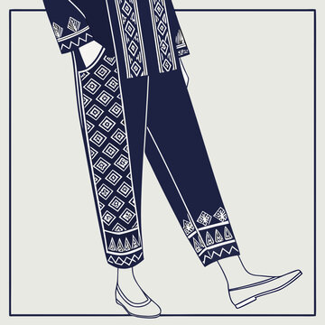 Illustration of a woman wearing a kurta pajama and ballet flats