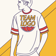 Vector art of man wearing team logo jersey