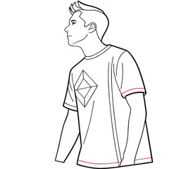 Vector art of man wearing tshirt with diamond