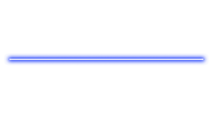 Thin Blue Neon Light Tube Glowing Against a White Background.