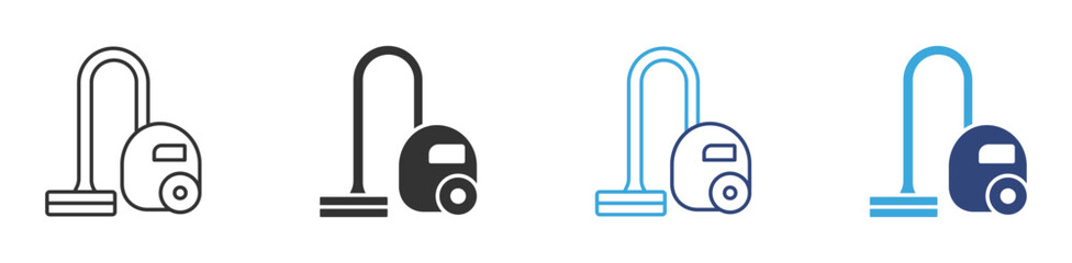 Vacuum cleaner  icon set in outline and flat style , vector illustration.