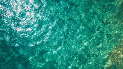 Obraz premium Aerial view of clear turquoise ocean water. AI image