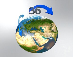 Earth globe rotating, 36