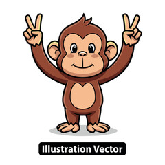 Cute Monkey with Heart Bubble Illustration, Adorable Primate Cartoon Character