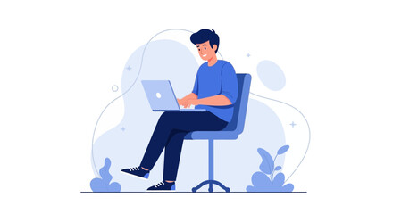 Professional Using Computer While Enjoying Work With His Modern Business
