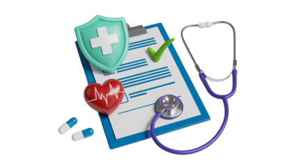 stethoscope and medical symbol
