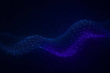 Glowing Blue and Purple Digital Wave Network abstract
