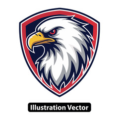 Fierce eagle head mascot emblem, a powerful avian symbol of strength and dominance in a shield