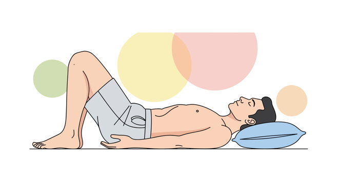 Restful Male in Reclined Position, Relaxing With Legs Bent, Contemplative Peace