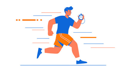Speedy Runner Striving For Excellence Timekeeping And Achieving Athletic Personal Best