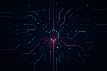 Neon Hexagon Circuit Board Pattern technology digital