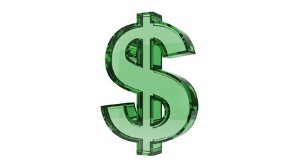 Shimmering green glass dollar symbol signifies wealth and financial success
