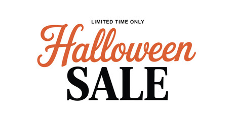 Elegant Halloween sale banner with cursive orange text and bold black SALE lettering—ideal for limited-time festive promotions 