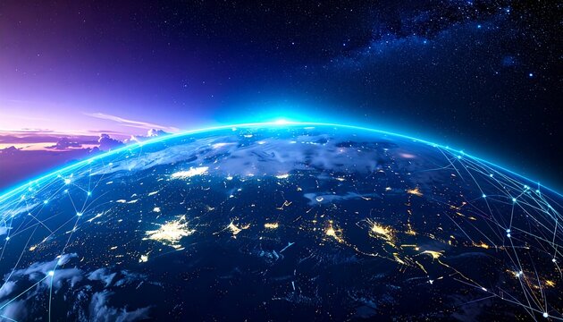 Earth network view from space - Powered by Adobe