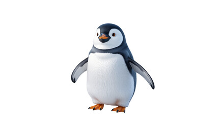 Fototapeta premium Adorable cartoon penguin character standing with cute friendly expression, perfect for animation and design