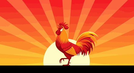 Sunrise Rooster: A Vibrant Illustration of Dawn and the Start of a New Day