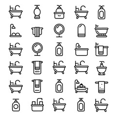 Unique and high quality Bathroom line icon set