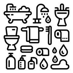 Unique and high quality Bathroom line icon set