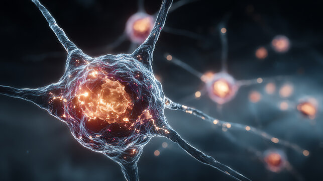 A close-up view of neurons showcasing their intricate structures and connections, highlighting the complexity of the nervous system.