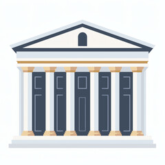 Fototapeta premium Bank Building Icon Minimal Flat Vector with Classical Pillars Clean Design 