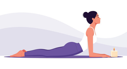 Woman Performing Yoga Pose with Candle in Peaceful and Relaxing Atmosphere