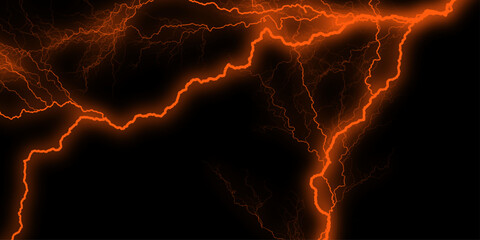 Lightning on the sky with stormy clouds. Cloudy, with a no-nonsense red Rabbitohs.  Dramatic illustration of vivid red lightning strikes against stark black backdrop.