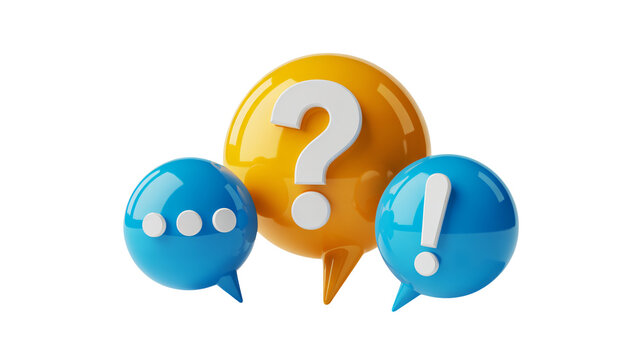 Dynamic chat bubbles with question and exclamation points spark communication ideas and customer engagement