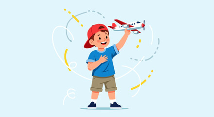 Young Person Cherishes Airplane Toy Demonstrating Enthusiasm And Celebrating Childhood Dreams