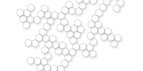 geometric repetition and depth of the hexagonal grid, A pattern of white hexagon shapes arranged subtle shadows that create a three-dimensional, layered effect.