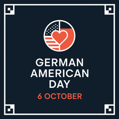 Vector art of german american day celebrated on october 6th, featuring a circular emblem with the german and american flags and a heart, symbolizing unity and heritage