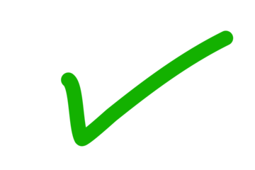 Green hand drawn check mark, correct, tick, success