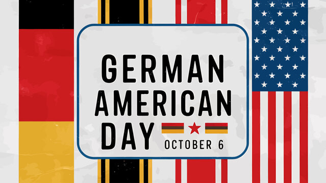 Vector art of german american day graphic with stylized american and german flags framing a central sign, celebrating october 6th and the strong ties between nations