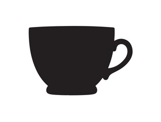  Tea Cup Icon in silhouette image white background.