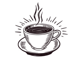 Cup coffee hand drawn on white
