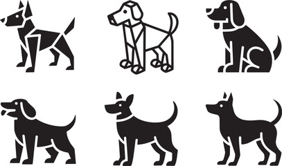 Dog Icons Set Pet Animal Pictograms Canine Breed Vector Illustration Isolated on Background