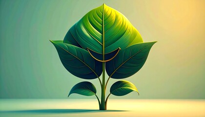 A stylized plant with a smiling face