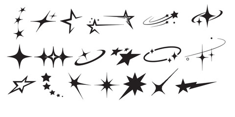 Star Silhouette Vector Set Decorative Sparkle and Comet Shapes