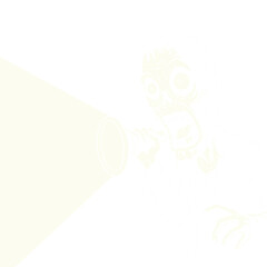 Obraz premium Cartoon character holding flashlight while exploring in darkness 