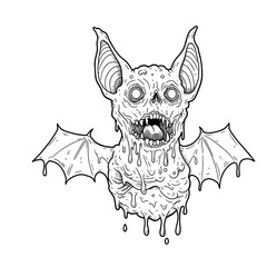 Obraz premium Creepy bat with skull features and dripping ooze for Halloween 