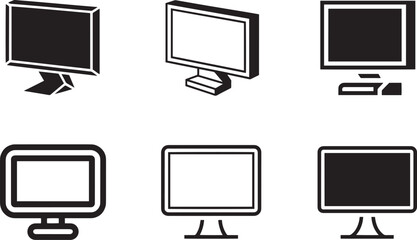 Sleek Monitor Icons Set Displaying Modern Technology and Design for Digital Interface Use