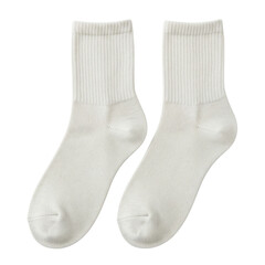 Pair of off-white ribbed cotton crew socks