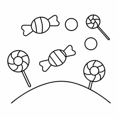 Candy Land Outline Vector Art