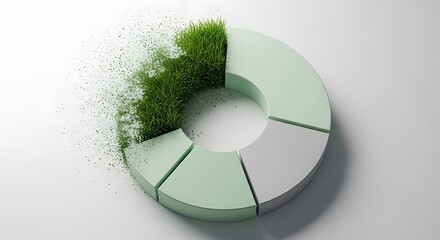 Pie chart with grass growing and disintegrating
