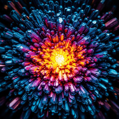 Vibrant abstract explosion of light and color emanating from a central core