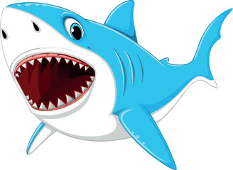  shark with open jaws isolated vector on white background